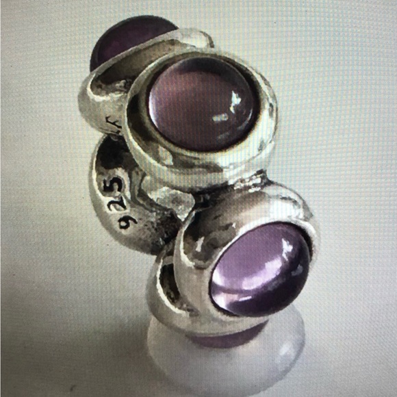 Authentic Retired Pandora Sterling Silver Amethyst Twilight Kiss Cabochon Spacer - Picture 2 of 3